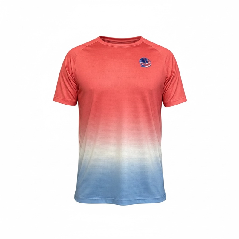 Men's pickleball shirt in Freedom Pop — front view on model