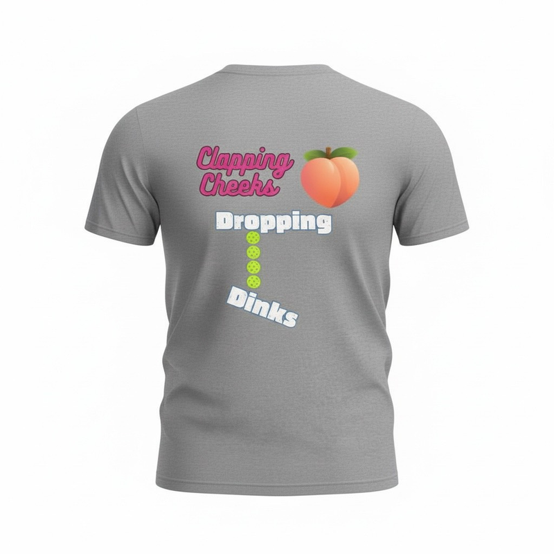 Clapping Cheeks funny pickleball shirt men in grey — front and back print mockup