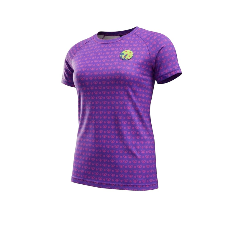 Women's MaxDri performance pickleball shirt in Purple Rain — front view