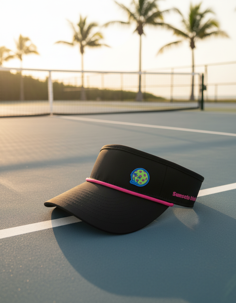 Ultra Performance Visor in black — front view on model showing wide brim and adjustable back